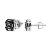 Black Moissanite Round Baguette Stud Earrings